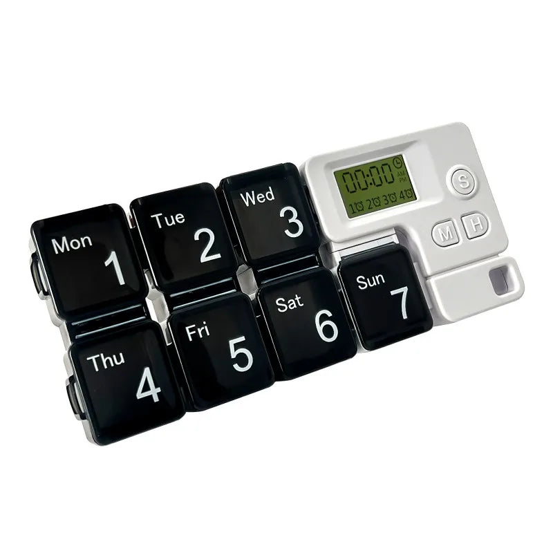 Tabletero de medicamentos inteligente con alarma - color negro
