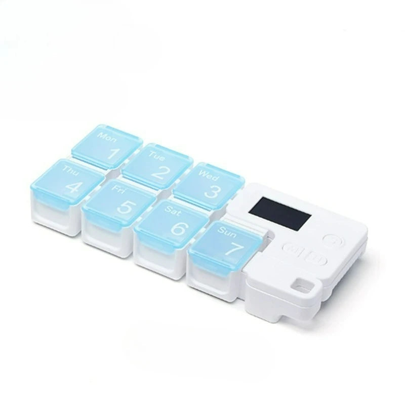 Tabletero de medicamentos inteligente con alarma - color azul