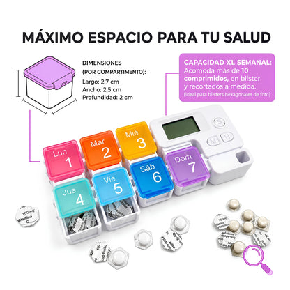 Tabletero de medicamentos con alarma integrada